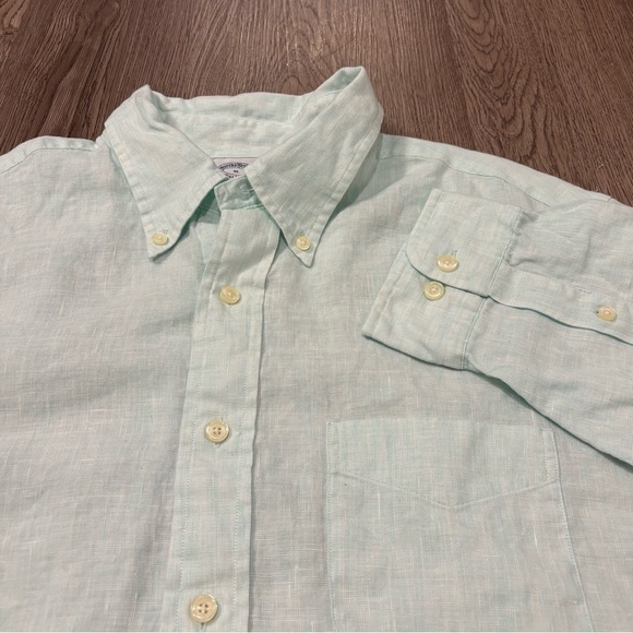 Brooks Brothers Other - Brooks Brothers 100% Irish‎ Linen Button Up Long Sleeve Shirt Men’s XL Aqua Blue